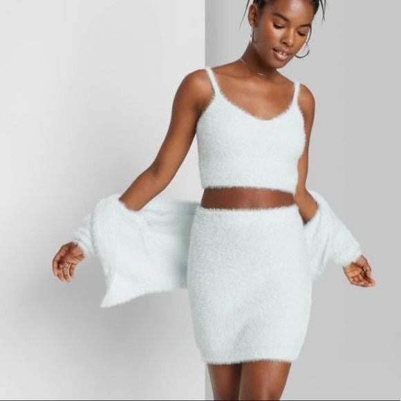 wild fable Dresses & Skirts - Wild Fable Aqua Fuzzy Eyelash Tank Top and Mini Skirt Two Piece Set NWT Holiday